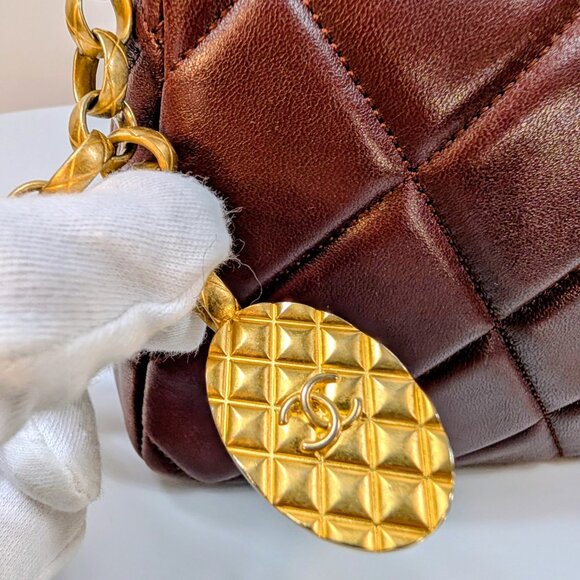 Chanel Bordeaux (Burgundy) Quilted Lambskin Bijoux Logo Chain Square Flap Bag - Picture 8 of 16
